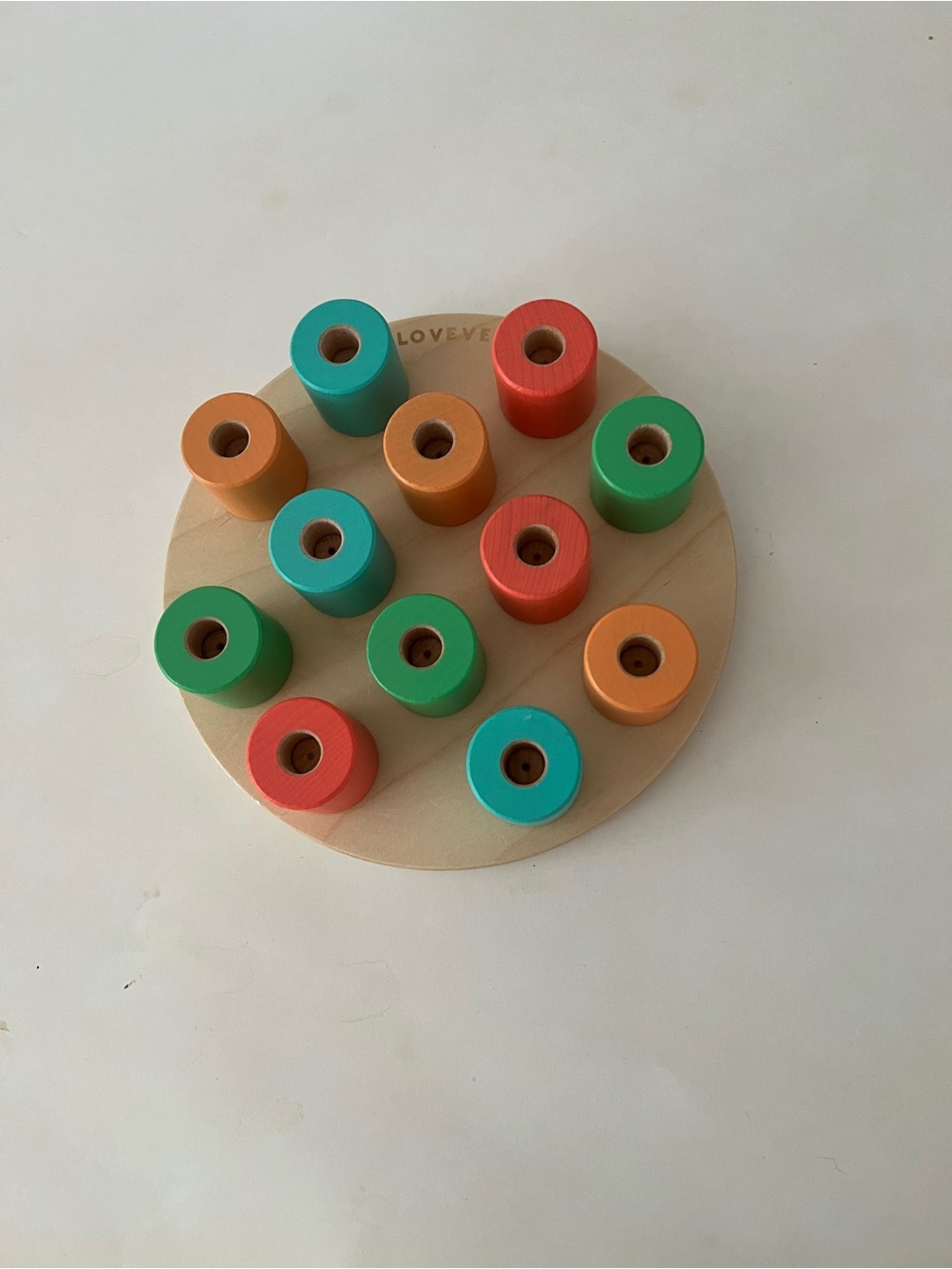 Lovevery Wooden Color Peg Board – Green, Blue, Orange, Red